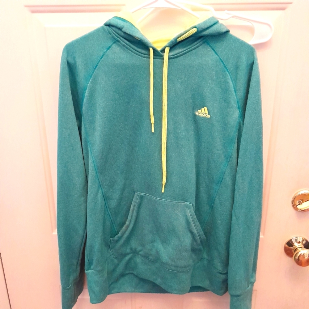 Adidas Kids Teen Aqua Teal Hoodie Sweatshirt L